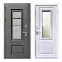 Заводские Двери Урал букле графит с окном (с терморазрывом)