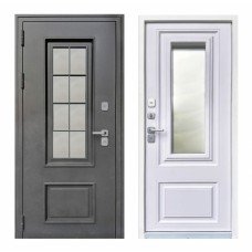 Заводские Двери Урал букле графит с окном (с терморазрывом)