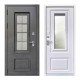 Входная дверь Заводские Двери Урал букле графит с окном (с терморазрывом)