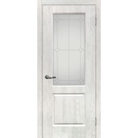 Версаль-1 шале PVC дуб жемчужный ДО 2000х800 стекло сатинат, контурный полимер серебро