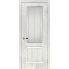 Версаль-1 шале PVC дуб жемчужный ДО 2000х800 стекло сатинат, контурный полимер серебро