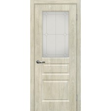 Версаль-2 шале PVC дуб седой ДО 2000х700 стекло сатинат, контурный полимер серебро