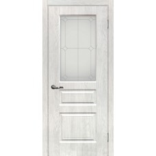 Версаль-2 шале PVC дуб жемчужный ДО 2000х700 стекло сатинат, контурный полимер серебро