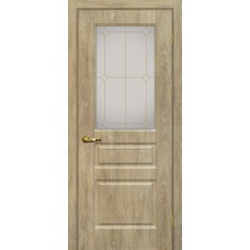 Версаль-2 шале PVC дуб песочный ДО 2000х700 стекло сатинат, контурный полимер золото