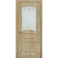 Сиена-5 шале PVC дуб песочный ДО 2000х700 стекло сатинат, контурный полимер золото