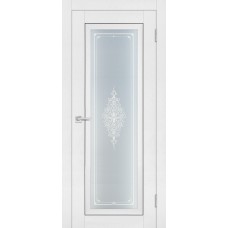 PST-25 Soft-touch, белый ясень ДО700*2000 ст. сатинат закаленное, Кристалайз