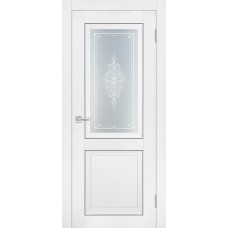 PST-27 Soft-touch, белый бархат ДО800*2000 ст. сатинат закаленное, Кристалайз