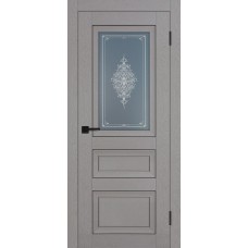 PST-29 Soft-touch, серый ясень ДО800*2000 ст. сатинат графит закаленное, Кристалайз