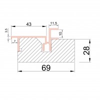 Коробка ABS-Invisible, к полотнам h-2000-2050 с упл.врезка под 2 пет.KronaK /комп.2,5 шт/
