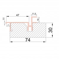 Коробка AL-Invisible Хром, к полотнам h-2000-2050 с упл.врезка под 2 петли KronaK /комп.2,5 шт./