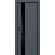 PX-10 PP графит, 700*2000 стекло черный лакобель врезка под петли и замок черная кромка с 4-х ст