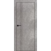 PX-20 PP серый бетон, 700*2000 черный молдинг врезка под петли и замок AGB черная кромка с 4-х с
