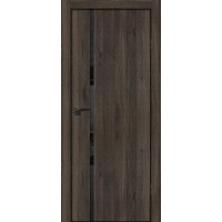 P-22 NEW nanotex, дуб темный 550*1900, стекло черный лакобель, ABS черная кромка с 4-х ст.