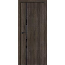P-22 NEW nanotex, дуб темный 550*1900, стекло черный лакобель, ABS черная кромка с 4-х ст.