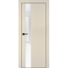 PX-10 PET бежевый матовый, 600*1900 белоснежный лакоб. врезка под петли AGB и замок , черная кр. с