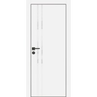 PX-11 PET белый матовый, 600*2000 белоснежный лакоб. врезка под петли AGB и замок , черная кр. с 4-