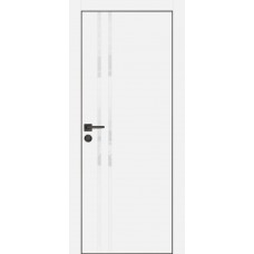 PX-11 PET белый матовый, 600*2000 белоснежный лакоб. врезка под петли AGB и замок , черная кр. с 4-
