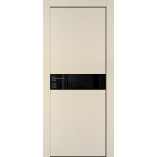 PX-13 PET бежевый матовый, 600*2000 черный лакоб. врезка под петли AGB и замок , черная кр. с 4-х с