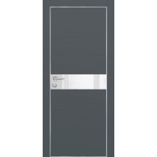 PX-13 PET графит матовый, 800*2000 белоснежный лакоб. врезка под петли AGB и замок , Al-кр. с 4-х с