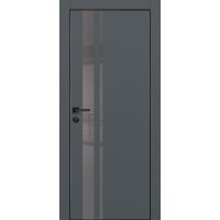 PX-16 PET графит матовый, 600*1900 серый лакоб. врезка под петли AGB и замок  черн.кр. с 4-х ст
