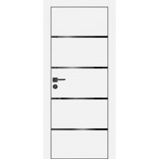 PX-17 PET белый матовый, 700*2000 черный лакоб. врезка под петли AGB и замок  черн.кр. с 4-х ст