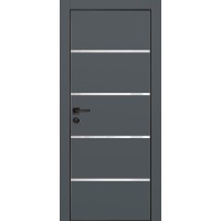 PX-17 PET графит матовый, 550*1900 белоснежный лакоб. врезка под петли AGB и замок  черн.кр. с 4-х