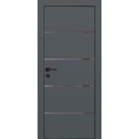 PX-17 PET графит матовый, 600*1900 серый лакоб. врезка под петли AGB и замок  черн.кр. с 4-х ст