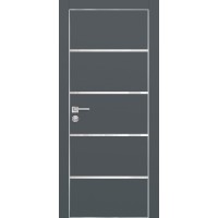 PX-17 PET графит матовый, 600*2000 белоснежный лакоб. врезка под петли AGB и замок  Al-кр. с 4-х ст