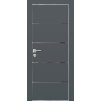 PX-17 PET графит матовый, 600*2000 серый лакоб. врезка под петли AGB и замок  Al-кр. с 4-х ст
