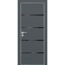 PX-17 PET графит матовый, 600*2000 черный лакоб. врезка под петли AGB и замок  Al-кр. с 4-х ст
