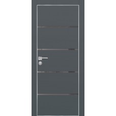PX-17 PET графит матовый, 700*2000 серый лакоб. врезка под петли AGB и замок  Al-кр. с 4-х ст