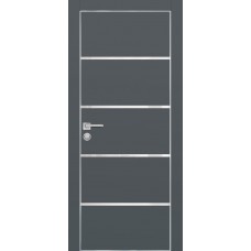 PX-17 PET графит матовый, 800*2000 белоснежный лакоб. врезка под петли AGB и замок  Al-кр. с 4-х ст