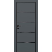PX-17 PET графит матовый, 800*2000 черный лакоб. врезка под петли AGB и замок  черн.кр. с 4-х ст