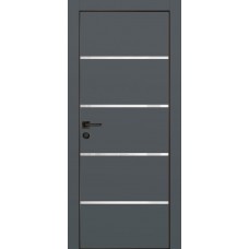 PX-17 PET графит матовый, 900*2000 белоснежный лакоб. врезка под петли AGB и замок  черн.кр. с 4-х