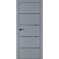 PX-17 PET серый матовый, 600*2000 серый лакоб. врезка под петли AGB и замок  черн.кр. с 4-х ст