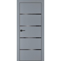 PX-17 PET серый матовый, 600*2000 черный лакоб. врезка под петли AGB и замок  черн.кр. с 4-х ст