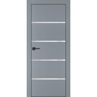PX-17 PET серый матовый, 700*2000 белоснежный лакоб. врезка под петли AGB и замок  черн.кр. с 4-х с
