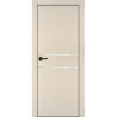 PX-18 PET бежевый матовый, 600*2000 белоснежный лакоб. врезка под петли AGB и замок , черная кр. с