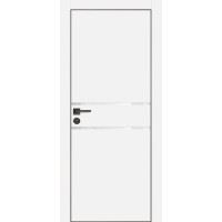 PX-18 PET белый матовый, 700*2000 белоснежный лакоб. врезка под петли AGB и замок , черная кр. с 4-