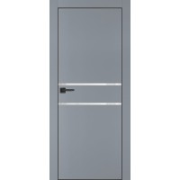 PX-18 PET серый матовый, 700*2000 белоснежный лакоб. врезка под петли AGB и замок , черная кр. с 4-