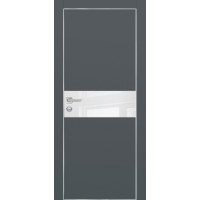PX-3 PET графит матовый, 600*1900 белоснежный лакоб. врезка под петли AGB и замок  Al-кр. с 4-х ст