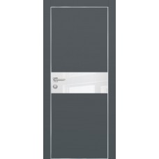 PX-3 PET графит матовый, 600*2000 белоснежный лакоб. врезка под петли AGB и замок  Al-кр. с 4-х ст