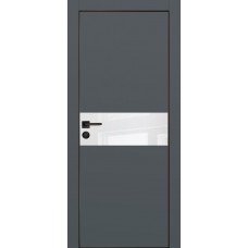 PX-3 PET графит матовый, 800*2000 белоснежный лакоб. врезка под петли AGB и замок  черн.кр. с 4-х с