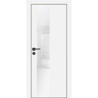 PX-6 PET белый матовый, 800*2000 белоснежный лакоб. врезка под петли AGB и замок  черн.кр. с 4-х ст