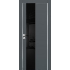 PX-6 PET графит матовый, 600*1900 черный лакоб. врезка под петли AGB и замок  Al-кр. с 4-х ст