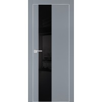 PX-6 PET серый матовый, 600*2000 черный лакоб. врезка под петли AGB и замок  Al-кр. с 4-х ст