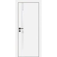 PX-8 PET белый матовый, 600*1900 белоснежный лакоб. врезка под петли AGB и замок , черная кр. с 4-х