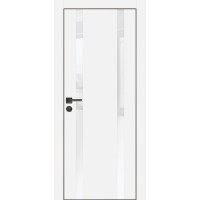 PX-9 PET белый матовый, 700*2000 белоснежный лакоб. врезка под петли AGB и замок  черн.кр. с 4-х ст