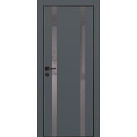 PX-9 PET графит матовый, 900*2000 серый лакоб. врезка под петли AGB и замок  черн.кр. с 4-х ст