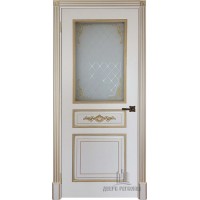Дверь межкомнатная Лацио Патина золото эмаль слоновая кость остекленная